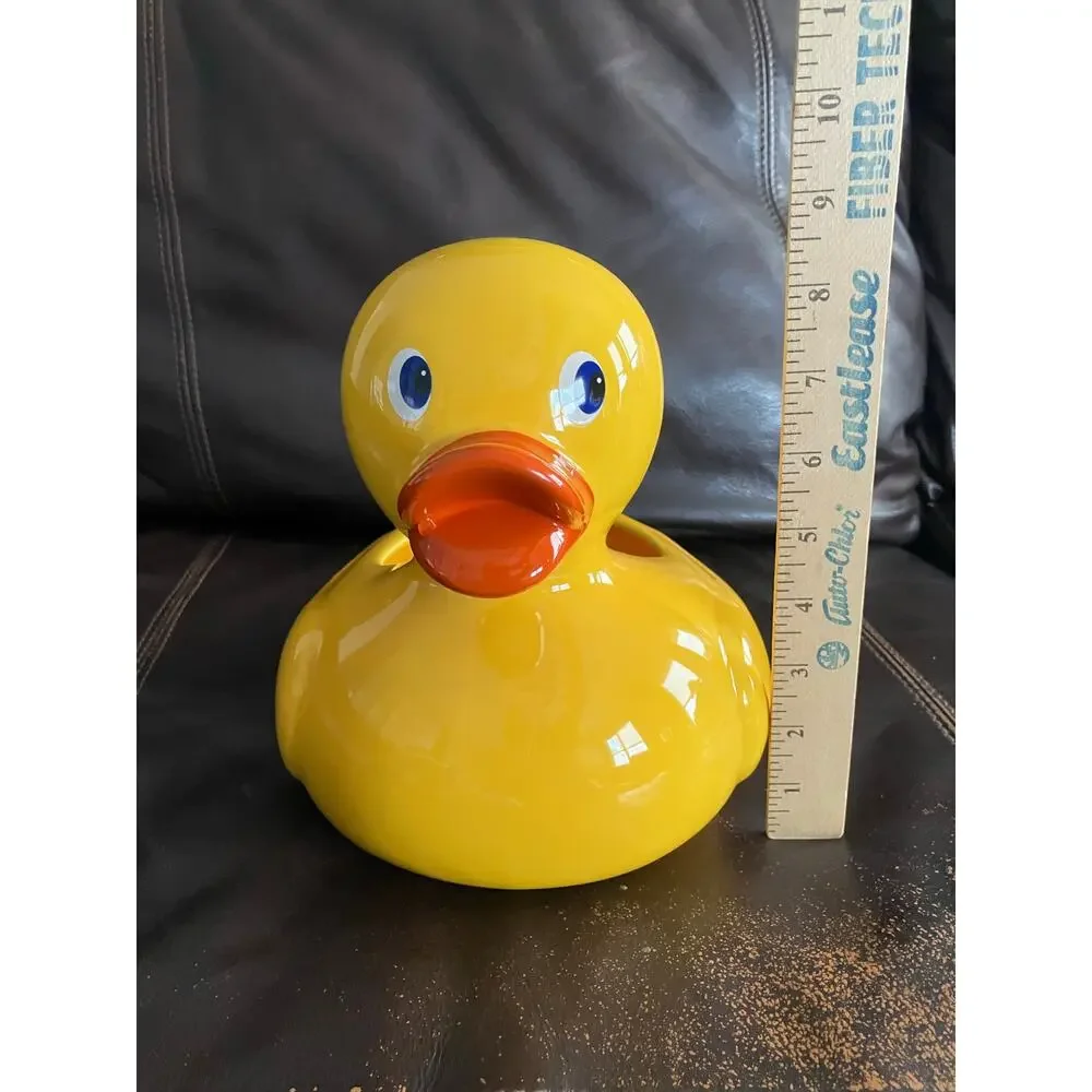 Teleflora Yellow Duck Ceramic Planter Vase Baby Nursery Easter Decor 8.5